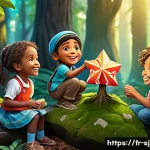 Home 20 시크릿쥬쥬 스토리의 교훈 - A vibrant scene depicting a group of diverse children, dressed in colorful casual clothing and light...